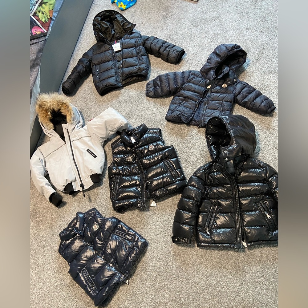 Moncler coat size 2t, 4t, vest size 4 and 6 and CG size 2-3.